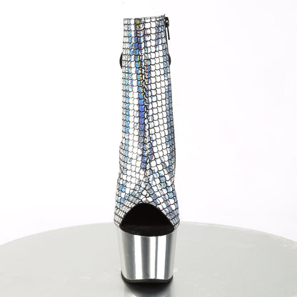 ADORE-1018MSC Silver Holo Ankle Boots