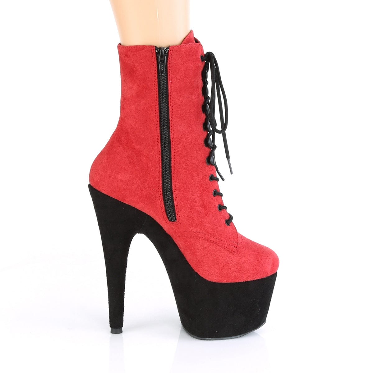 ADORE-1020FSTT Red Faux Suede/Black Faux Suede