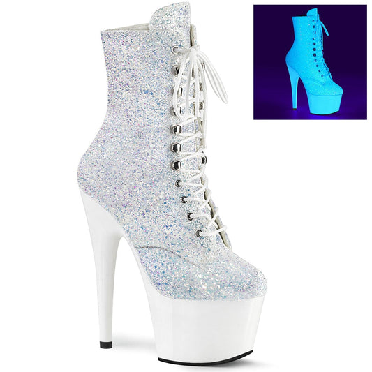 ADORE-1020LG Neon White Multi Glitter/Neon White Ankle Boot Pleaser US Size (Women's): 5