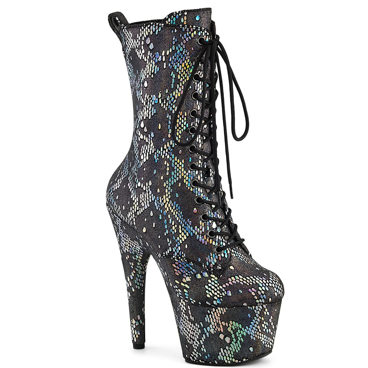 ADORE-1040S Platform Silver Metallic Hologram Snake Print Fabric/ Pleaser US Size (Women's): 5