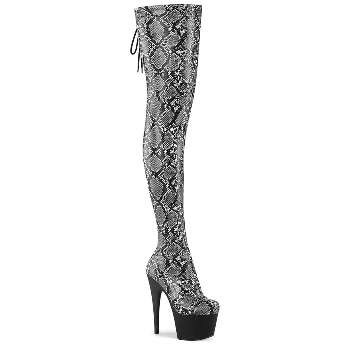 ADORE-3008SP-Boot Grey-Black Snake Print/Black Matte Pleaser US Size (Women's): 5