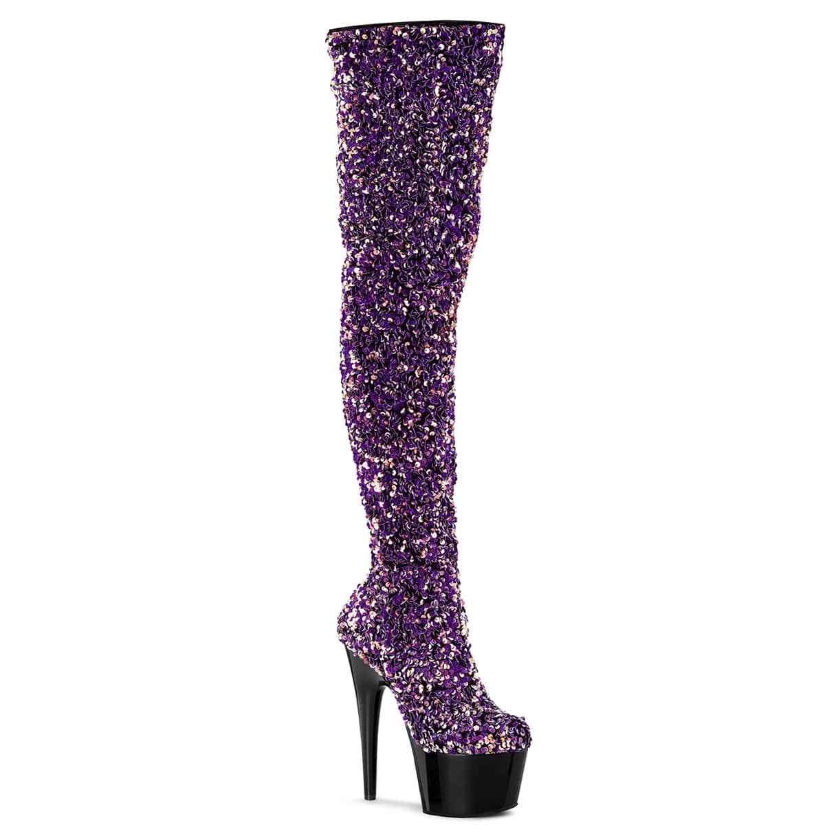 ADORE-3020 Purple Multi Sequins/Black Boot Pleaser US Size (Women's): 5