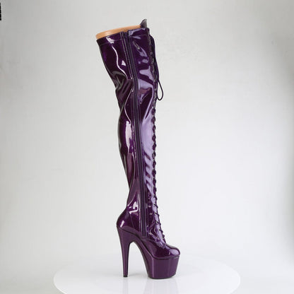 ADORE-3020GP Purple Glitter Pat Thigh Boots Pleaser US Size (Women's): 5