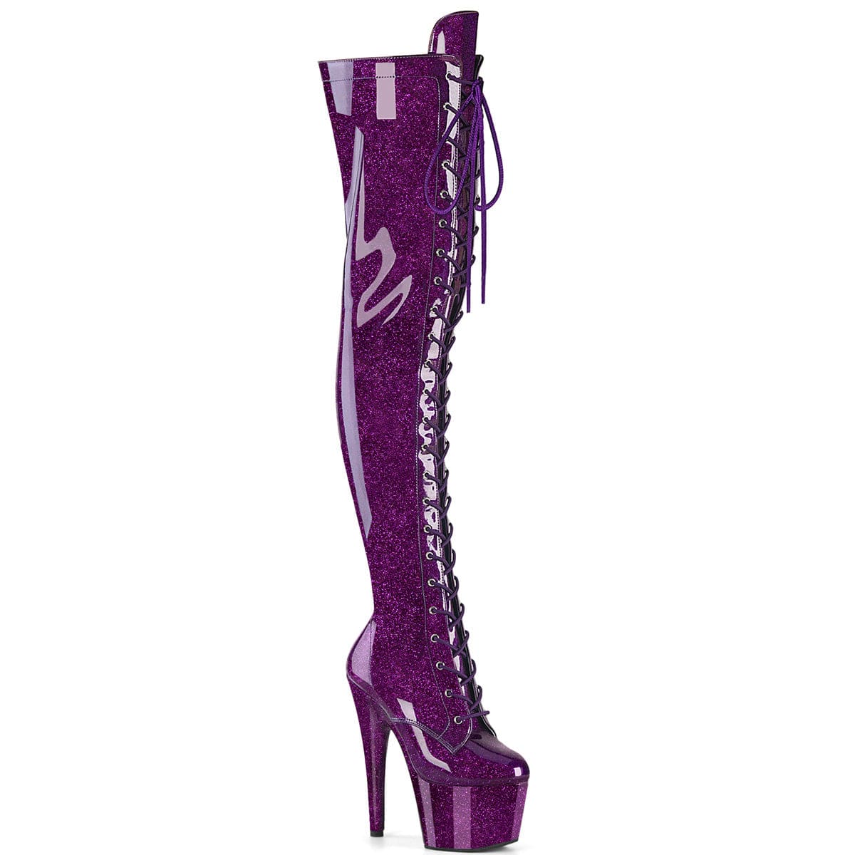 ADORE-3020GP Purple Glitter Pat Thigh Boots Pleaser US Size (Women's): 5