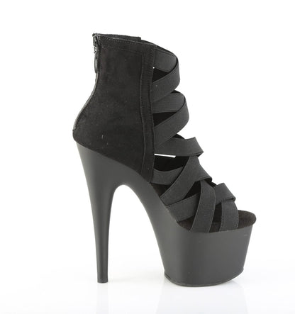 ADORE-700-24 Platform Shoes Black Elastic Band-Microfiber/Black Matte