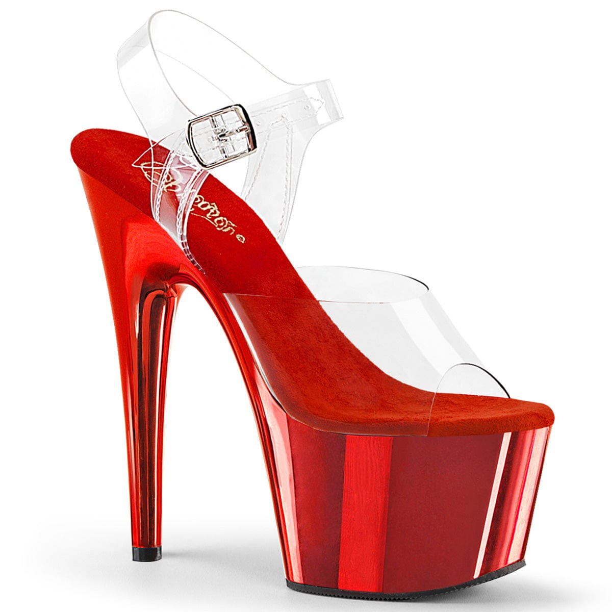 ADORE-708 Clear-Matching/Red Chrome Pleaser US Size (Women's): 5