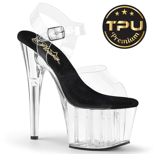 ADORE-708PREM Clear TPU-Black/Clear Platform Shoes