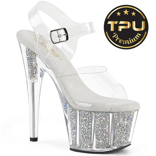 ADORE-708PREM-RSI Clear/Clear-Silver AB RS Platform Shoes