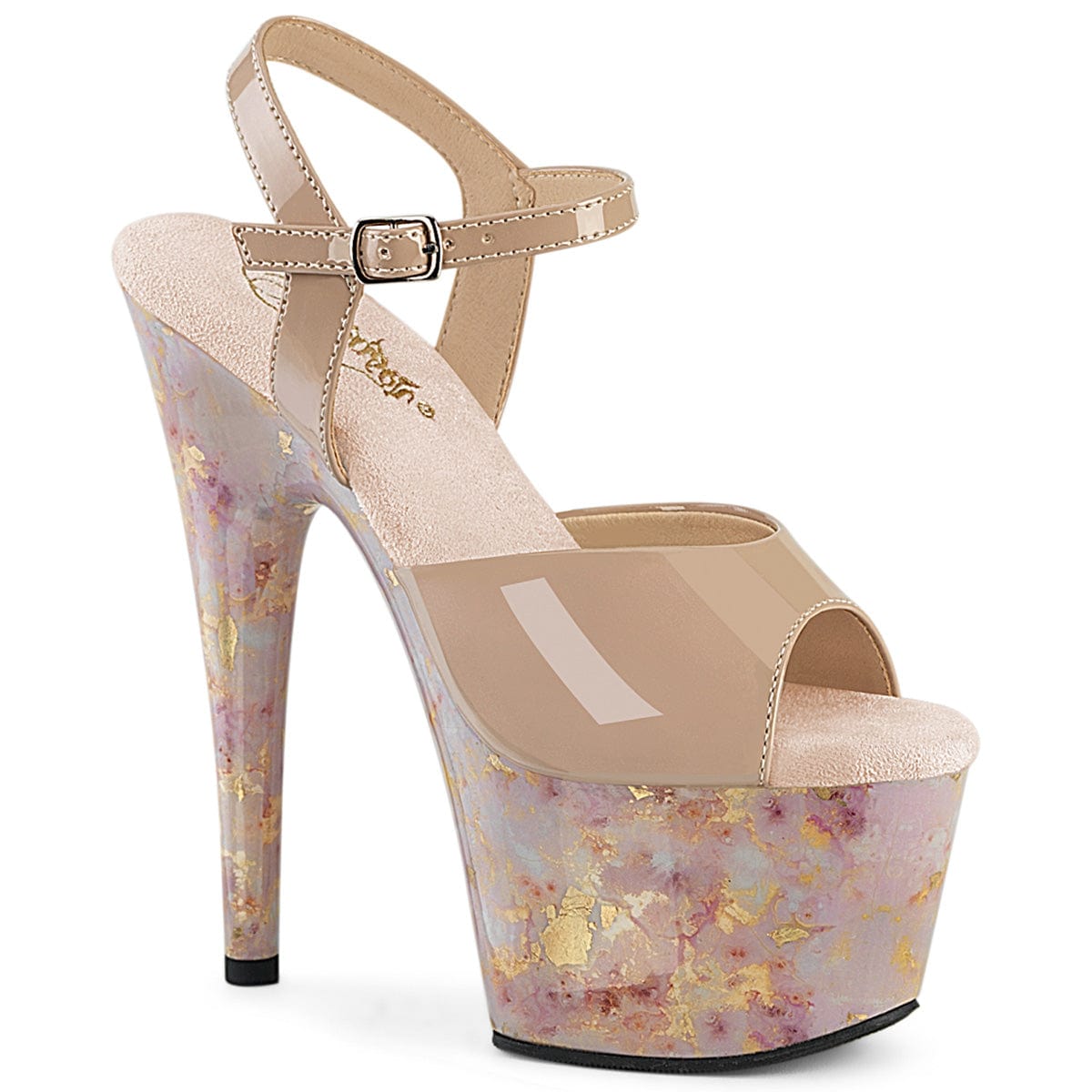 ADORE-709MB Nude Patent/Blush-Gold Marble