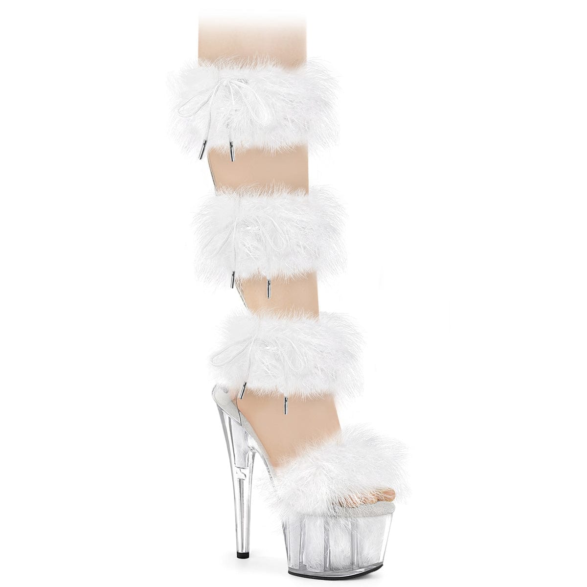 ADORE-728F Clear-White Fur/M Pleaser US Size (Women's): 5