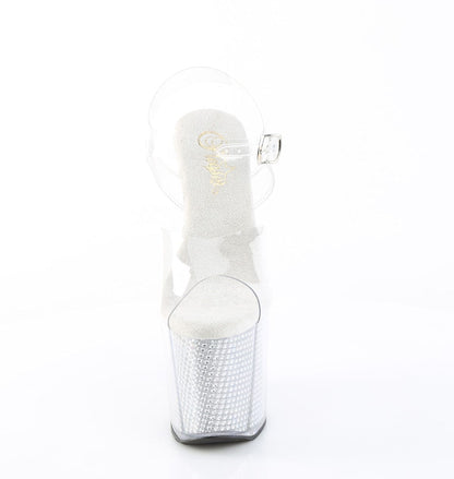 AMAZE-808SRS Platform Shoes Clear/Silver Rhinestone