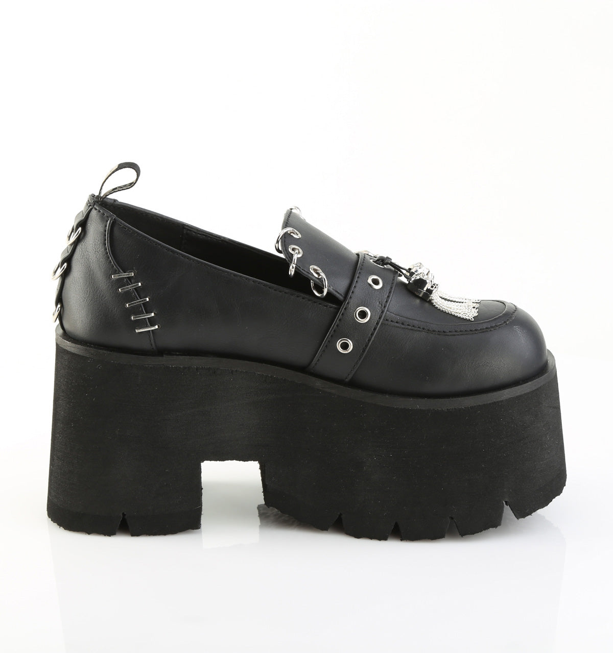 ASHES-38 Black Vegan Leather Platform Shoes