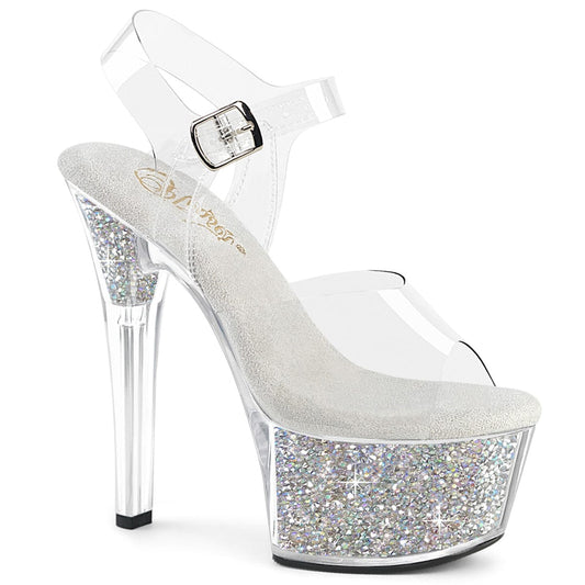 ASPIRE-608RSI Clear/Clear-Silver AB RS Platform Heels Pleaser US Size (Women's): 5