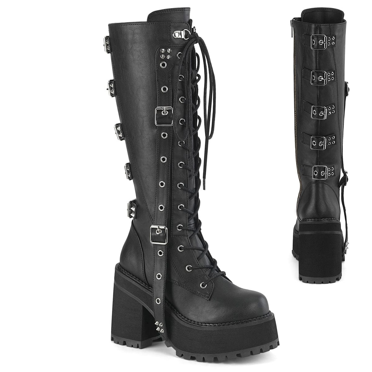 ASSAULT-218 Black Vegan Leather Demonia US Size (Women's): 6