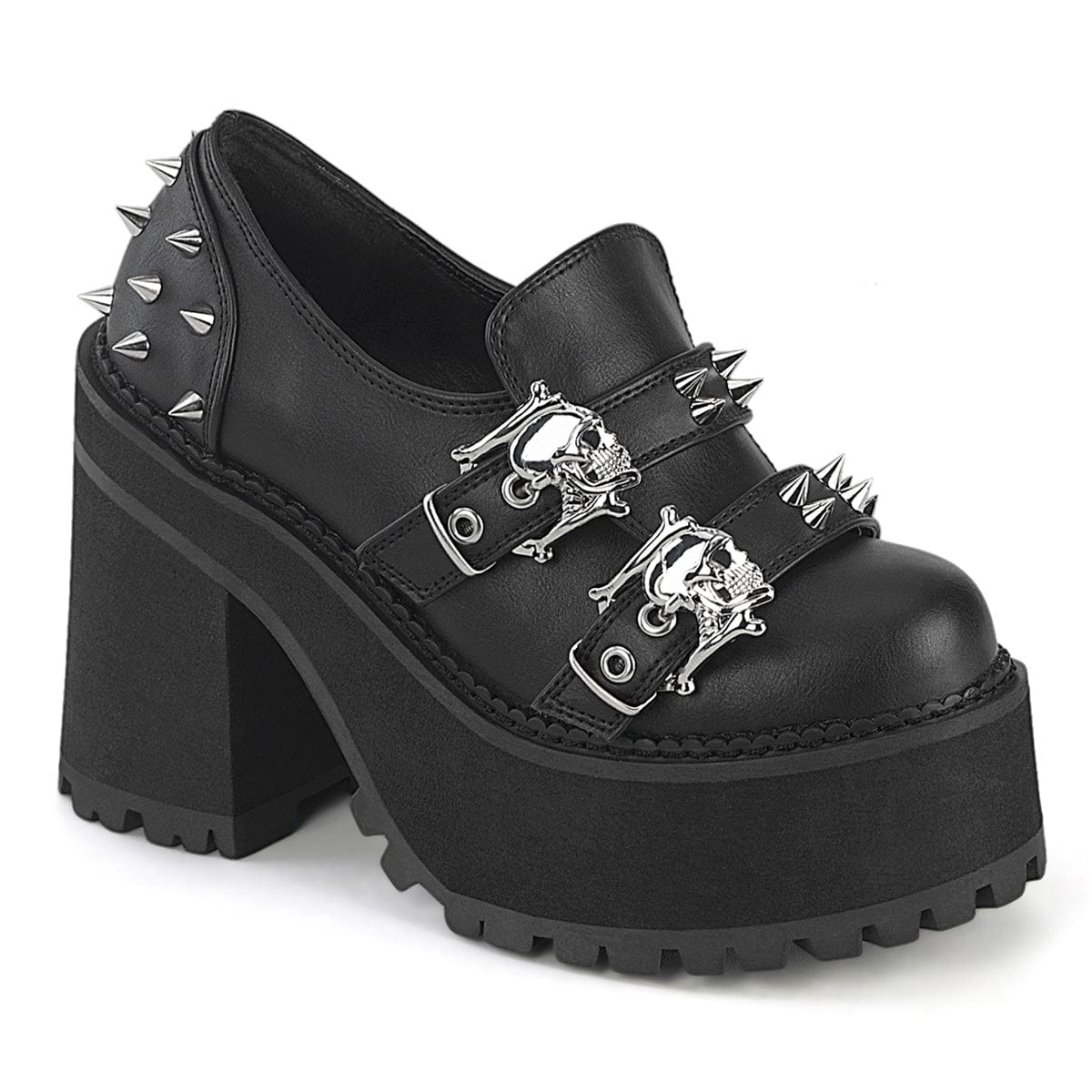 ASSAULT-38 Black Vegan Leather Demonia US Size (Women's): 6