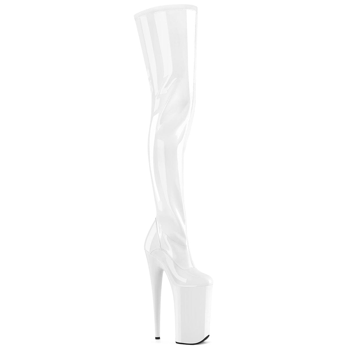 BEYOND-4000 White Stretch Patent/White Pleaser US Size (Women's): 5