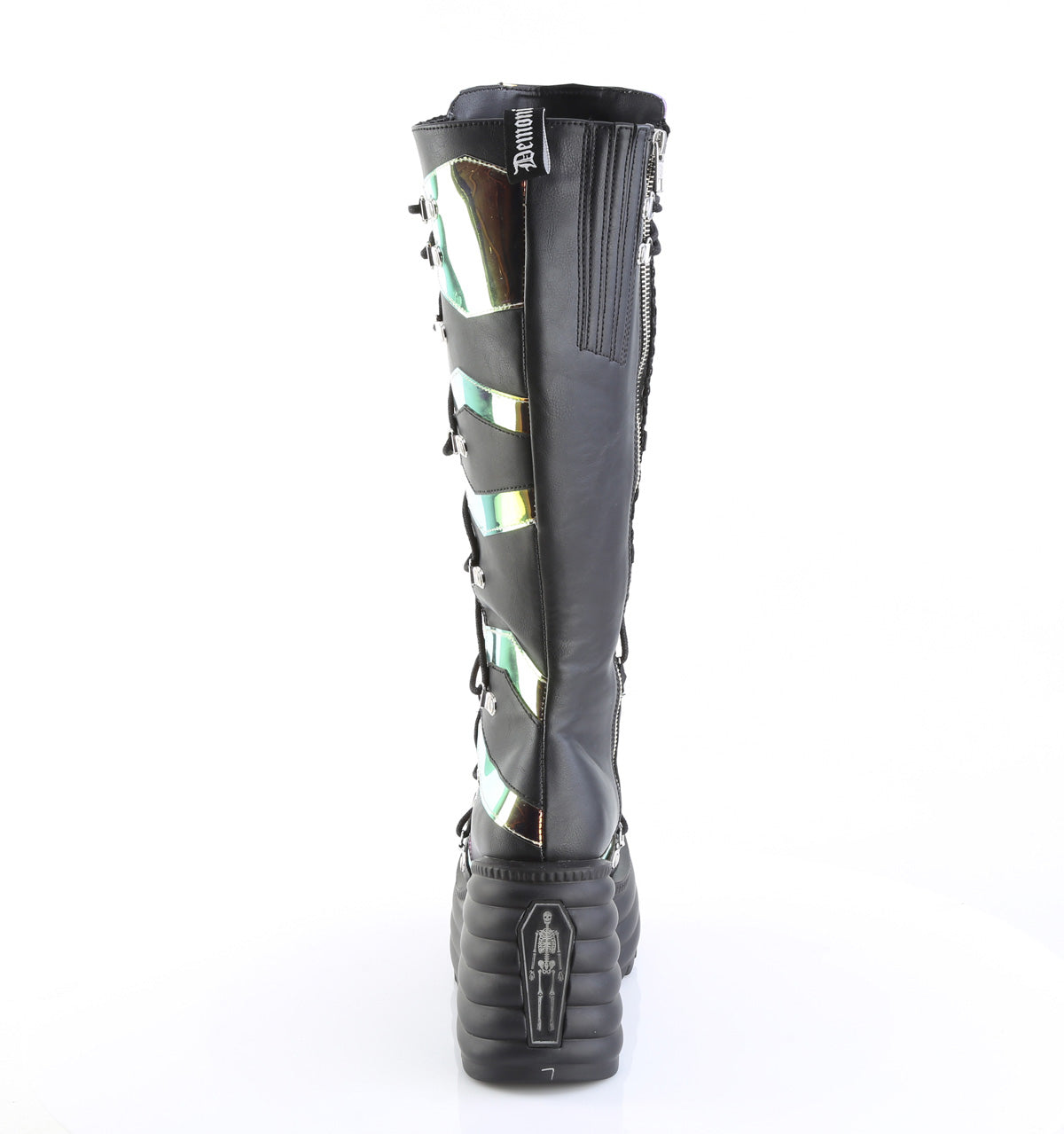 BLAZE-152 Black Vegan Leather- Magic Mirror Knee High Boots