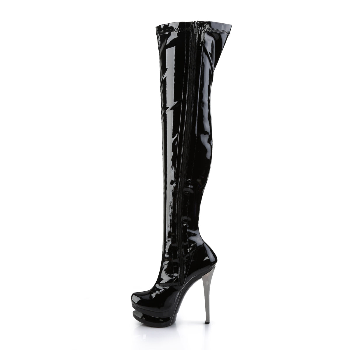 BLONDIE-3000 Black Stretch Patent/Black-Pewter Chrome