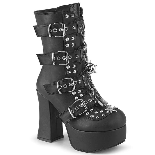 CHARADE-118 Black Vegan Leather Ankle Boots Demonia US Size (Women's): 6