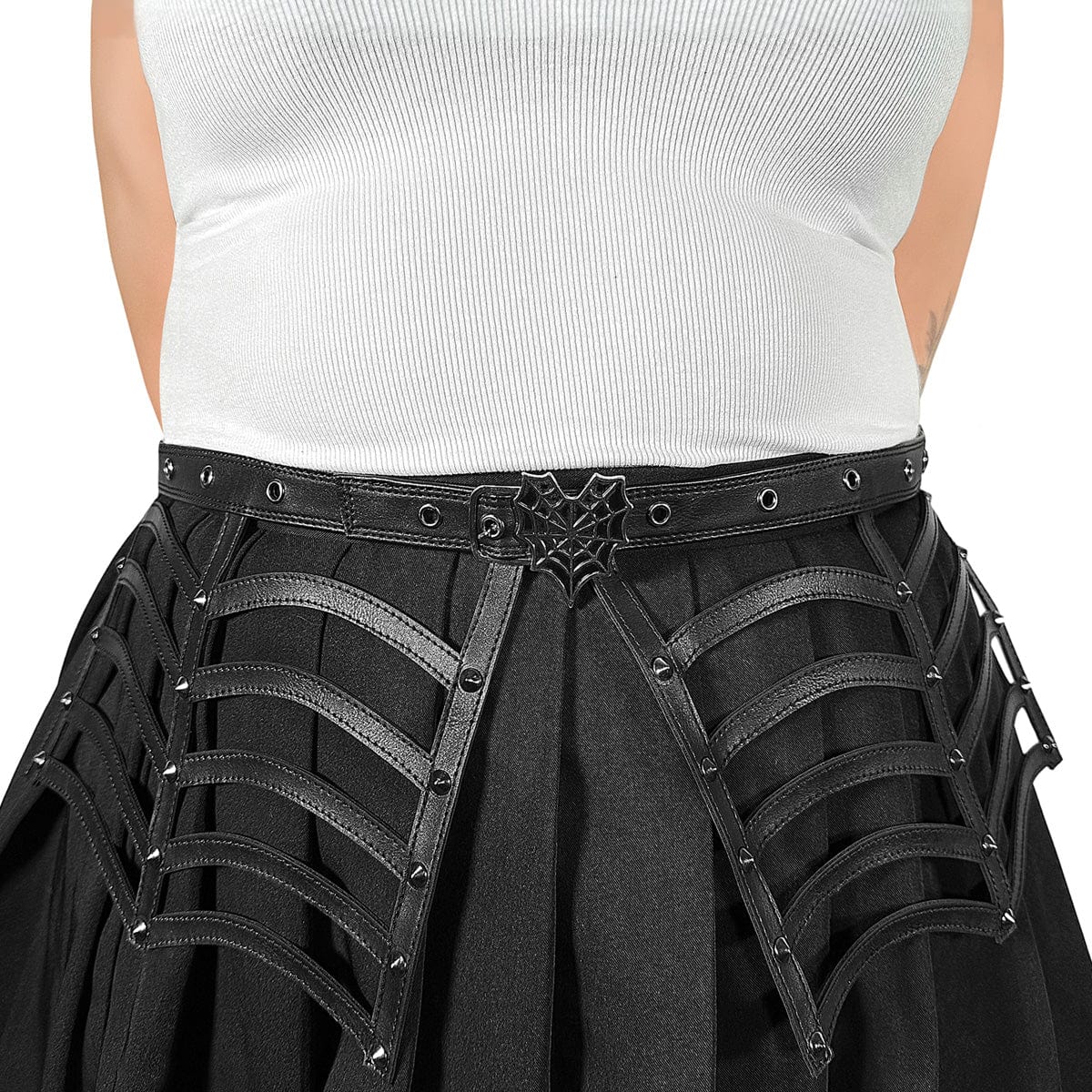 DA-315 Black Faux Leather Spiderweb Cut Out Belt Demonia US Size (Women's): L-XL