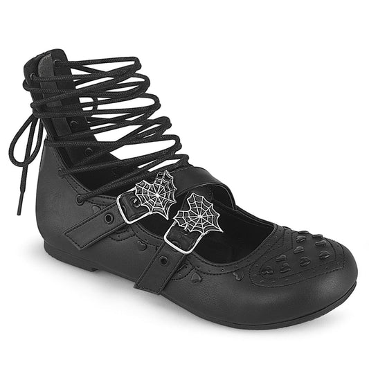 DAISY-11 Black Vegan Leather Flats Demonia US Size (Women's): 6