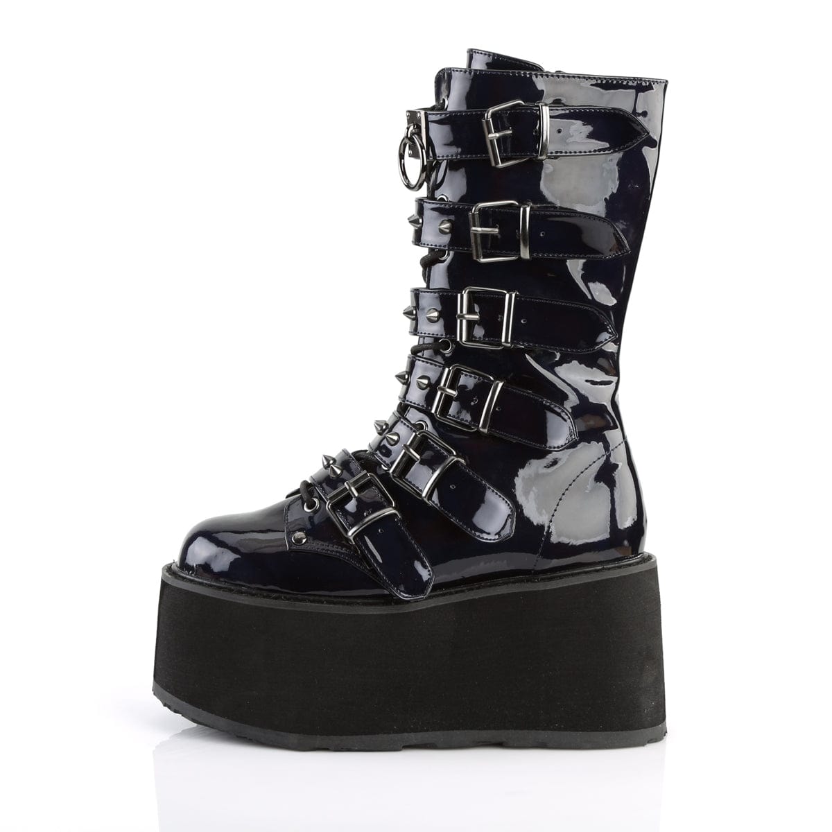 DAMNED-225 Black Hologram Mid-Calf Boots