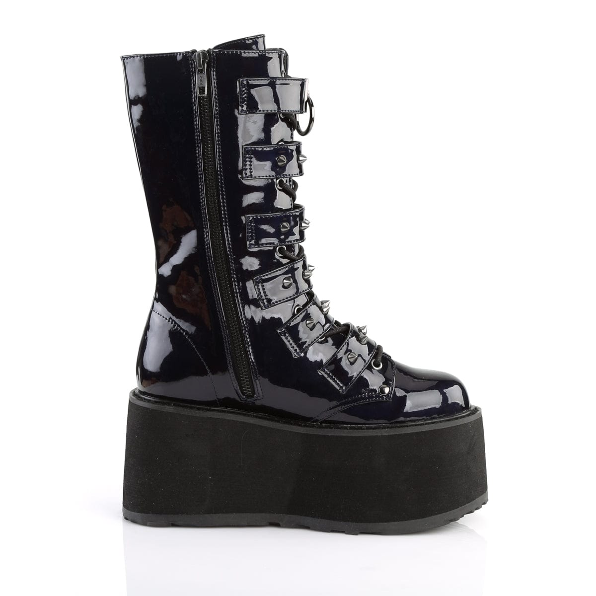 DAMNED-225 Black Hologram Mid-Calf Boots