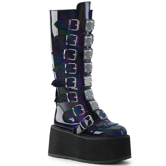 DAMNED-318 Black Hologram Vegan Leather