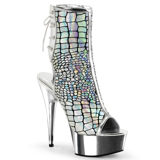 DELIGHT-1018HG Silver Hologram Ostrich Pu/Silver Chrome