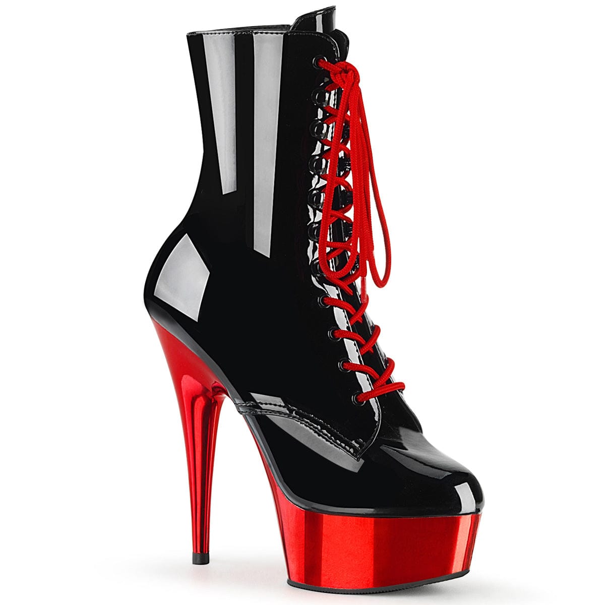 DELIGHT-1020 Black Patent/Red Chrome Ankle Boot Pleaser US Size (Women's): 5