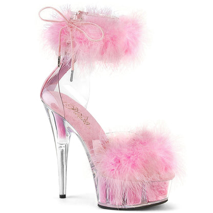 DELIGHT-624F Clear-Baby Pink Fur/M Pleaser US Size (Women's): 5