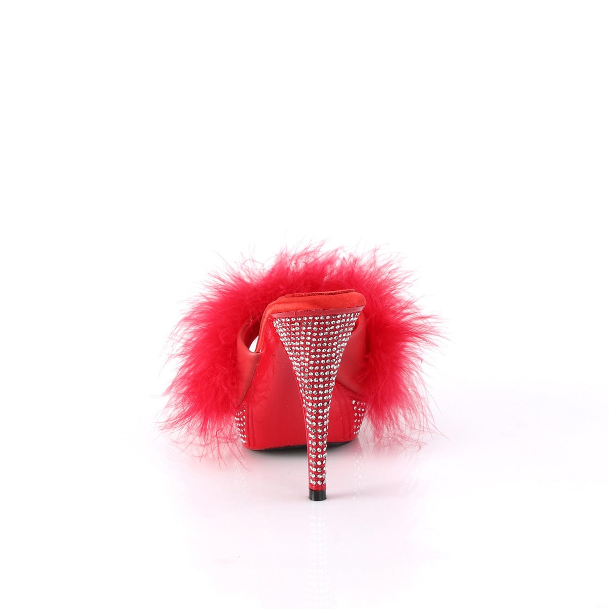 ELEGANT-401F Red Marabou-Faux Leather/Red