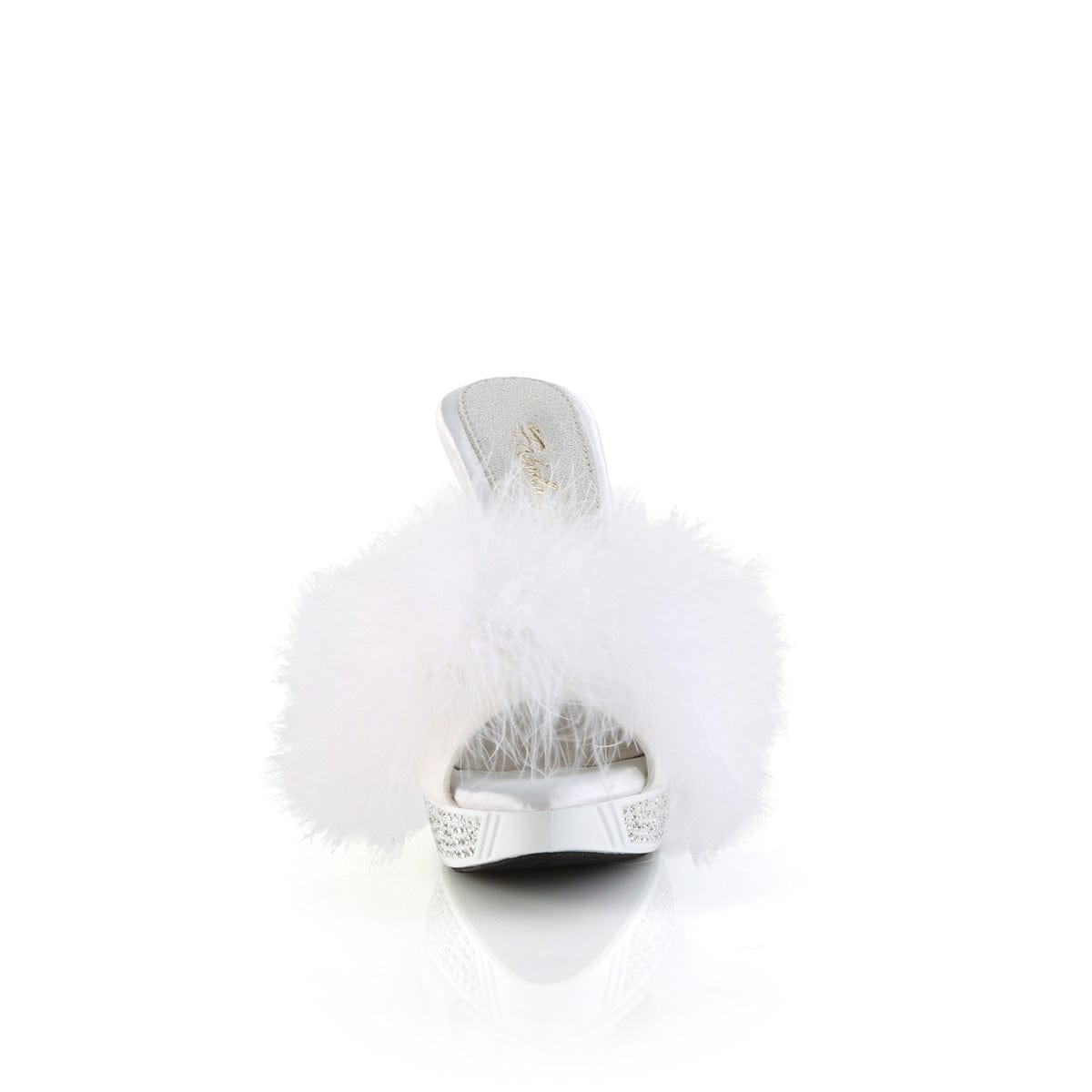 ELEGANT-401F White Marabou-Faux Leather/White