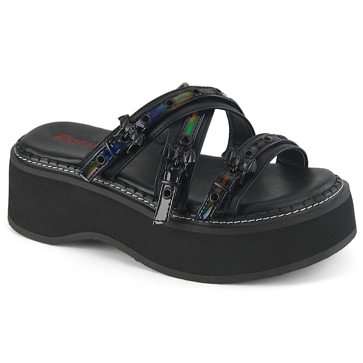 EMILY-07 Black Vegan Leather- Hologram Patent Demonia US Size (Women's): 6