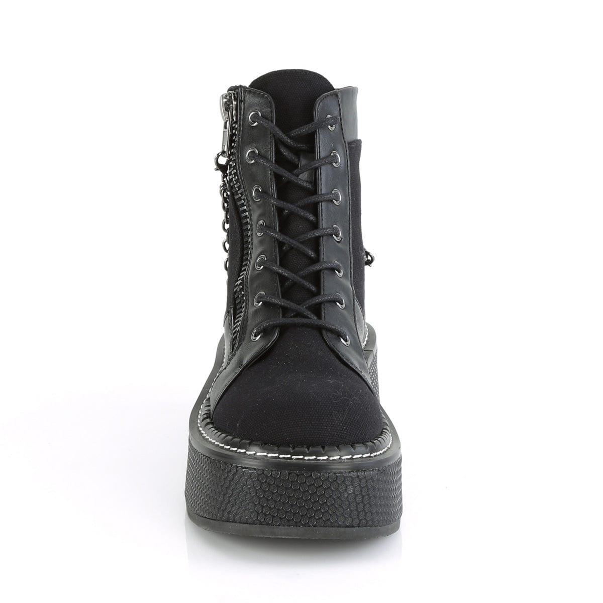 EMILY-114 Black Canvas-Vegan Leather