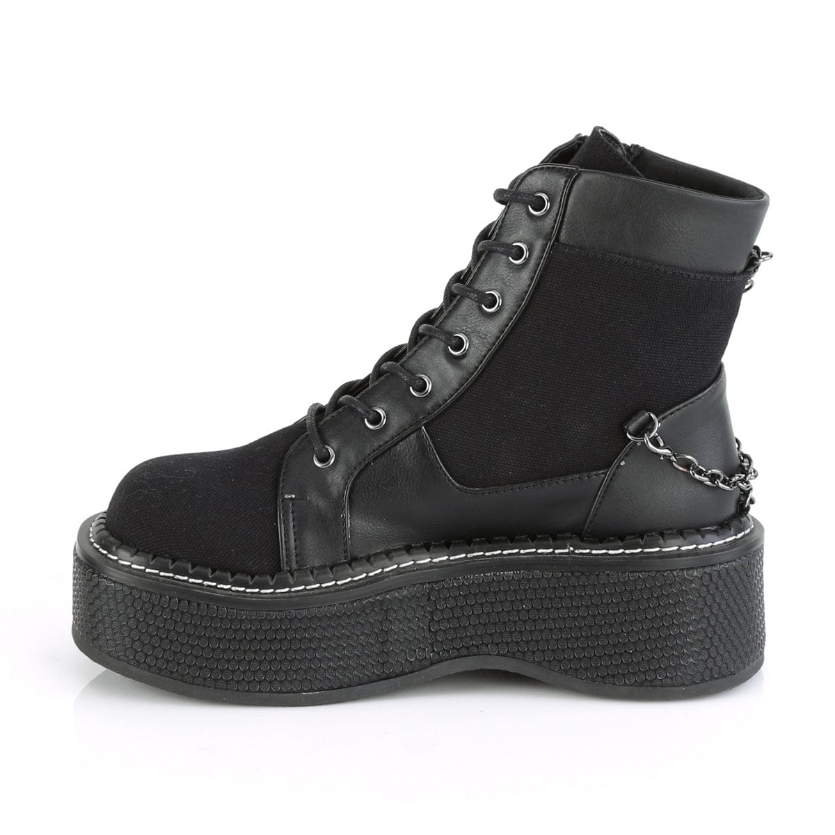 EMILY-114 Black Canvas-Vegan Leather