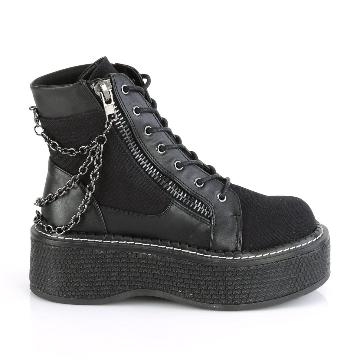 EMILY-114 Black Canvas-Vegan Leather