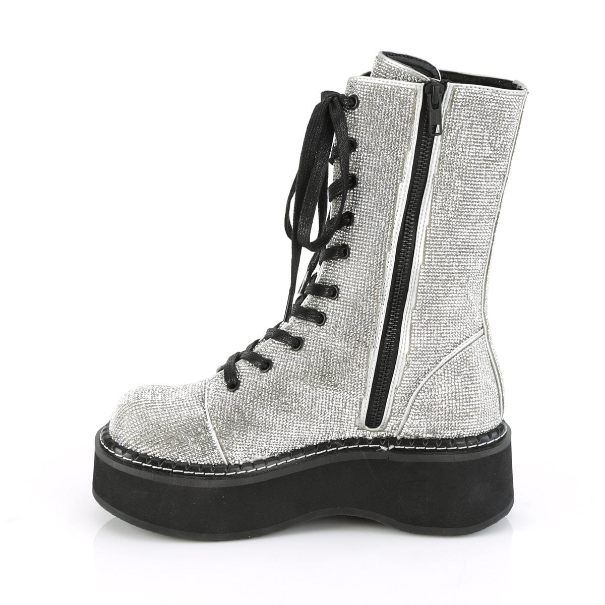 EMILY-362 Silver Vegan Leather-Rhinstone