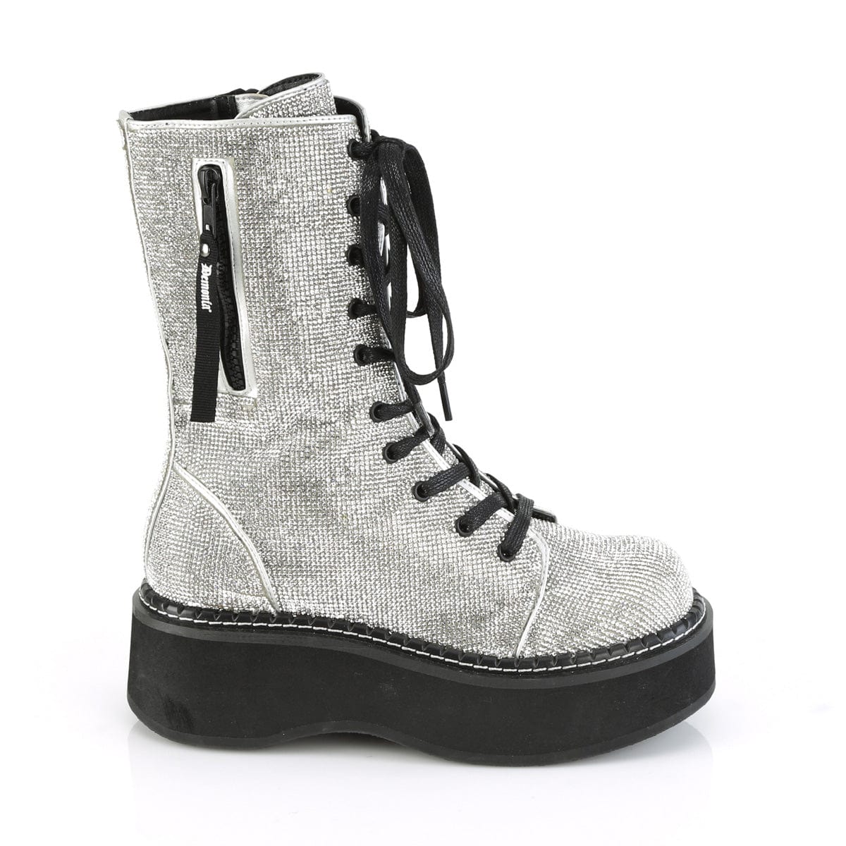 EMILY-362 Silver Vegan Leather-Rhinstone