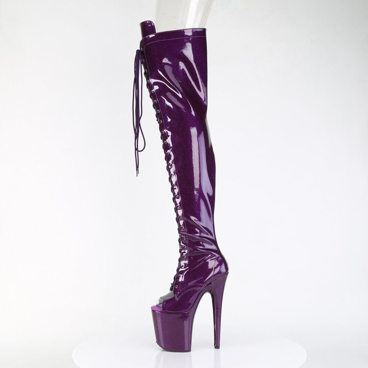 FLAMINGO-3021GP Purple Glitter Pat Thigh Boots Pleaser US Size (Women's): 5