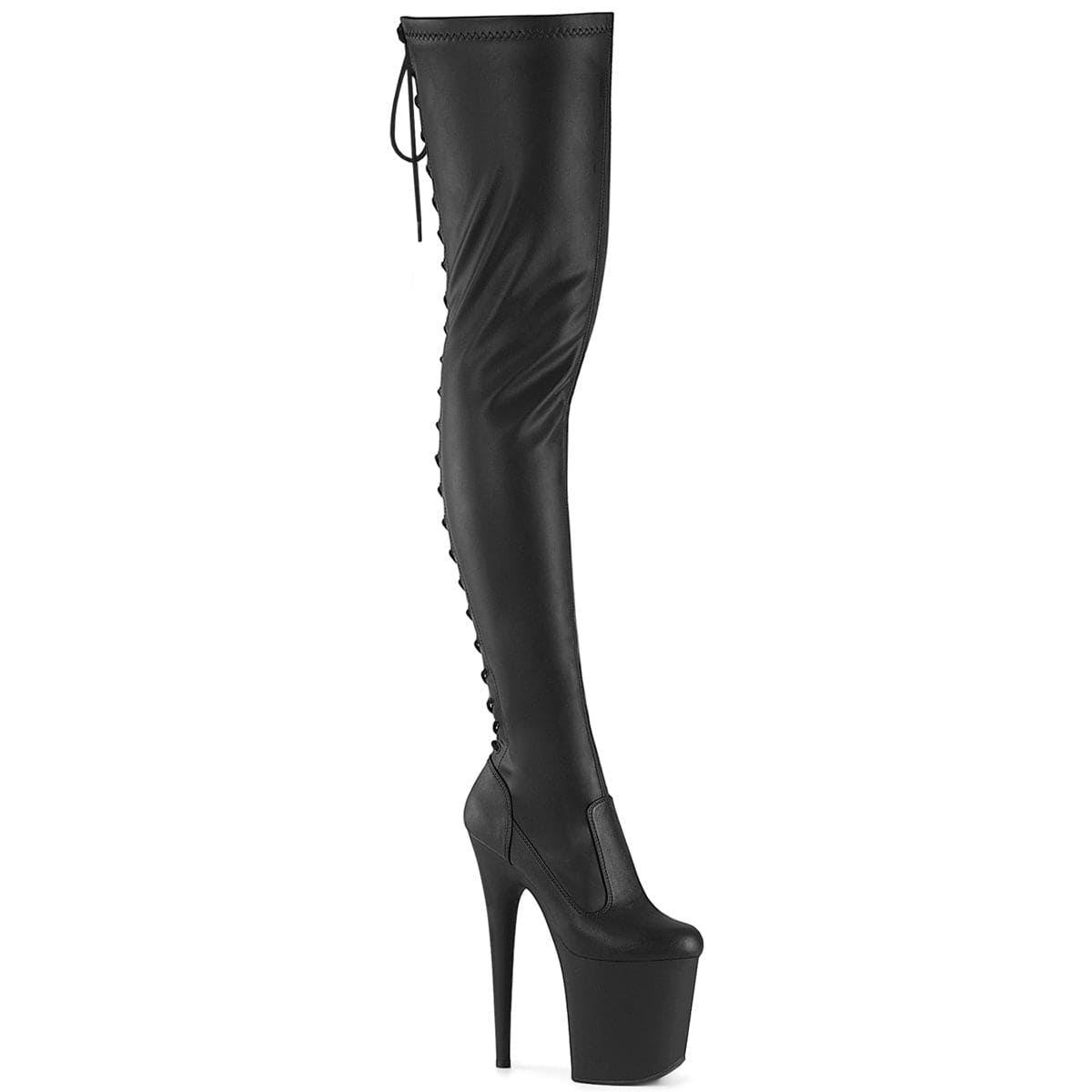 FLAMINGO-3850 Black Stretch Faux Leather/Black Matte Pleaser US Size (Women's): 5