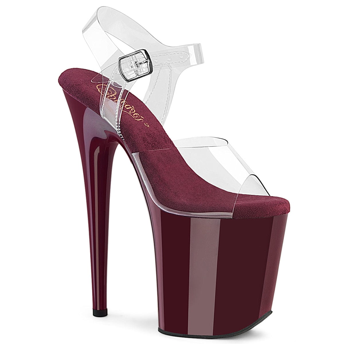 FLAMINGO-808 Platform Shoes Clear/Burgundy