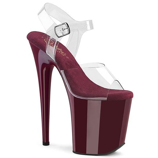 FLAMINGO-808 Platform Shoes Clear/Burgundy