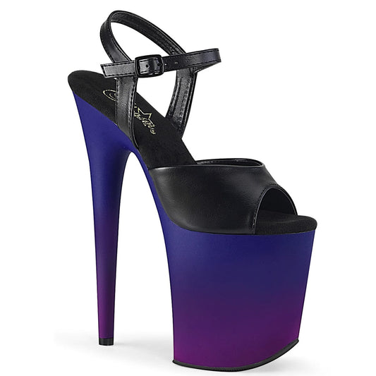 FLAMINGO-809BP Black Faux Leather/Blue-Purple Ombre