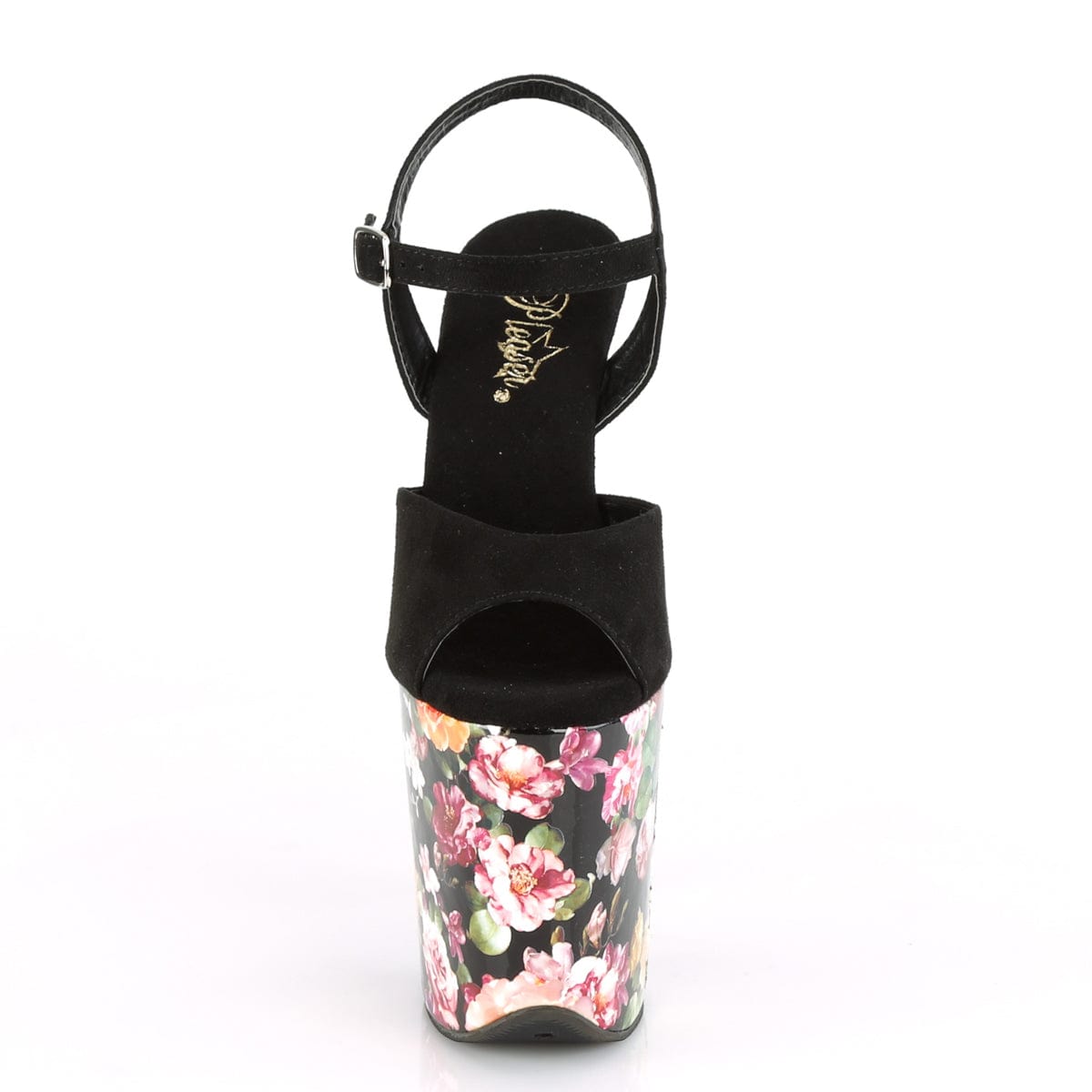 FLAMINGO-809WR Black Faux Suede/Flower Print Wrapped