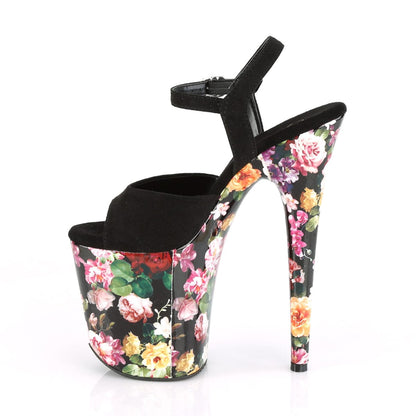 FLAMINGO-809WR Black Faux Suede/Flower Print Wrapped