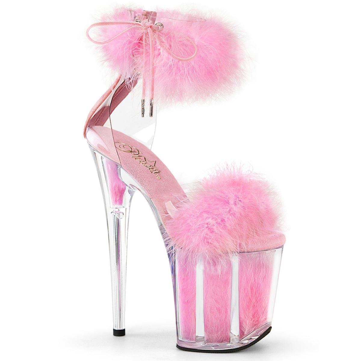 FLAMINGO-824F Clear-Baby Pink Fur/M Pleaser US Size (Women's): 5