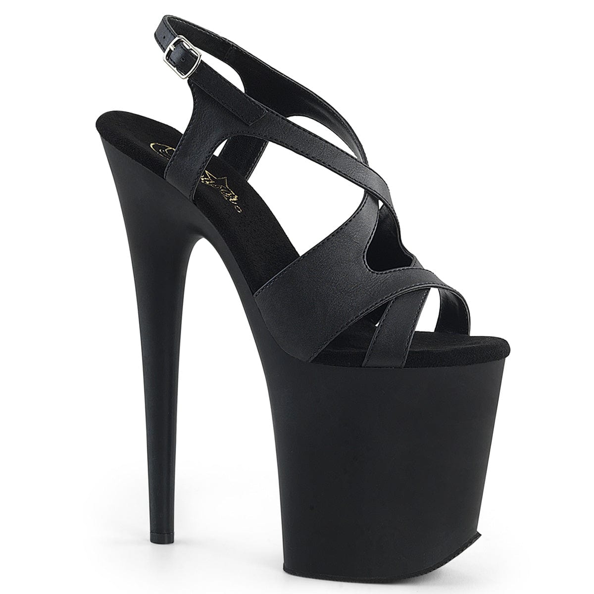 FLAMINGO-831 Black Faux Leather/Black Mattte Platform Sandal Pleaser US Size (Women's): 5