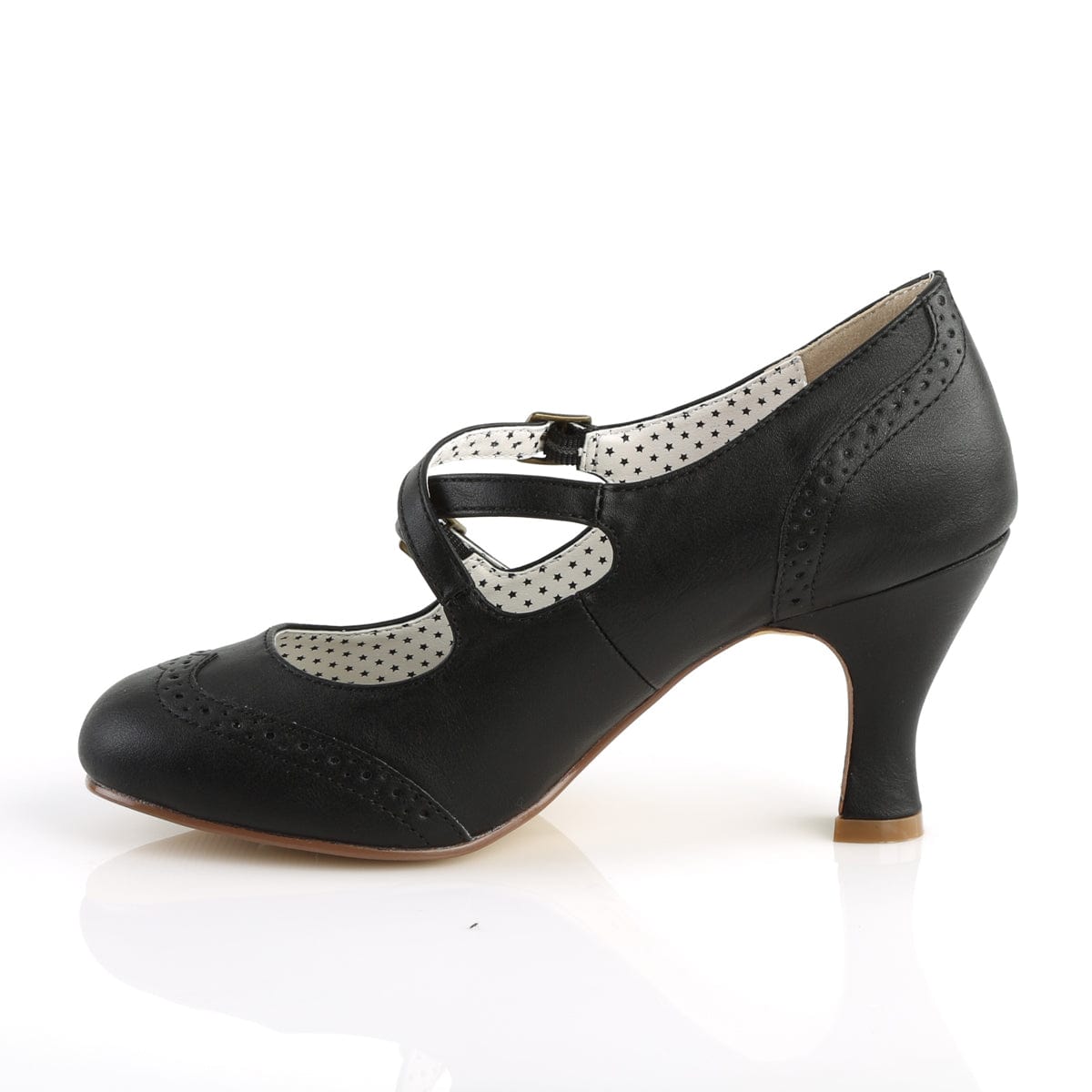 FLAPPER-35 Black Faux Leather