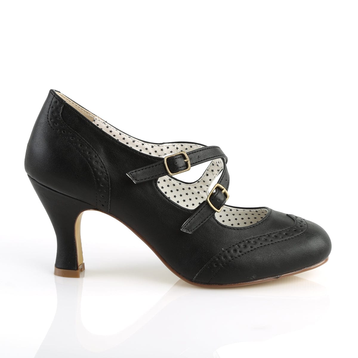 FLAPPER-35 Black Faux Leather